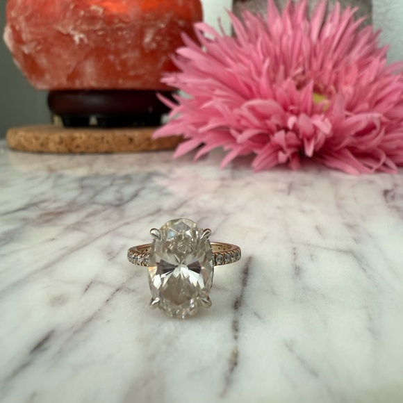 Jewelry - **SOLD**14k oval moissanite ring with halo ring set
